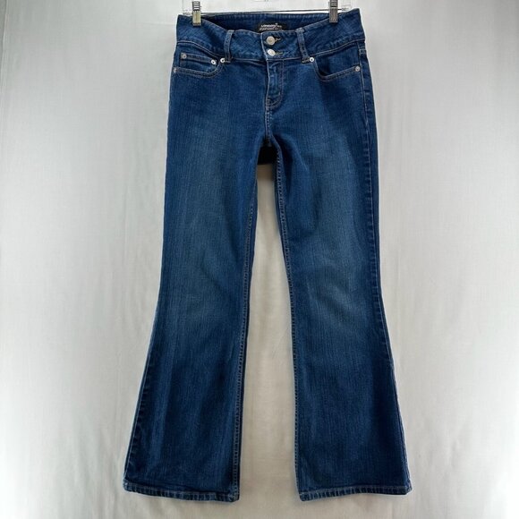 London Jean Stretch Bootcut Jeans Womens 6 Two-Button Mid Rise Medium Wash Denim - Picture 1 of 11